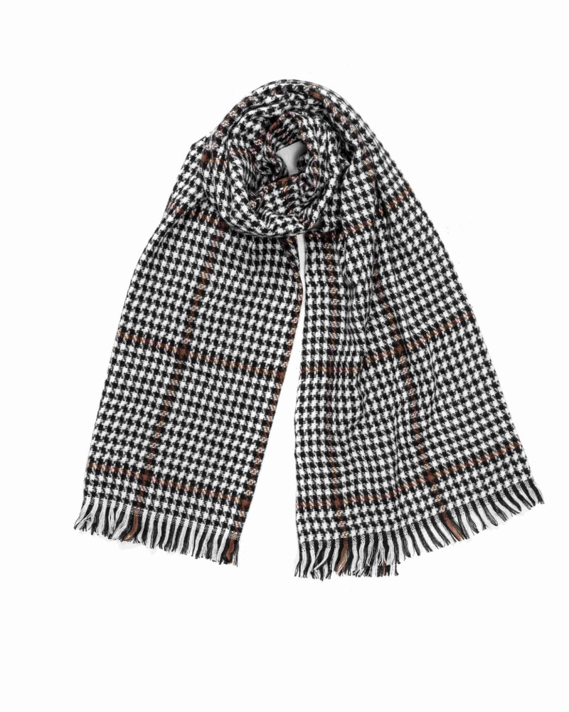 Front of a size One Size Mixed Patten Soft Tweed Scarves Black in BLACK by Cocoboo. | dia_product_style_image_id:310594